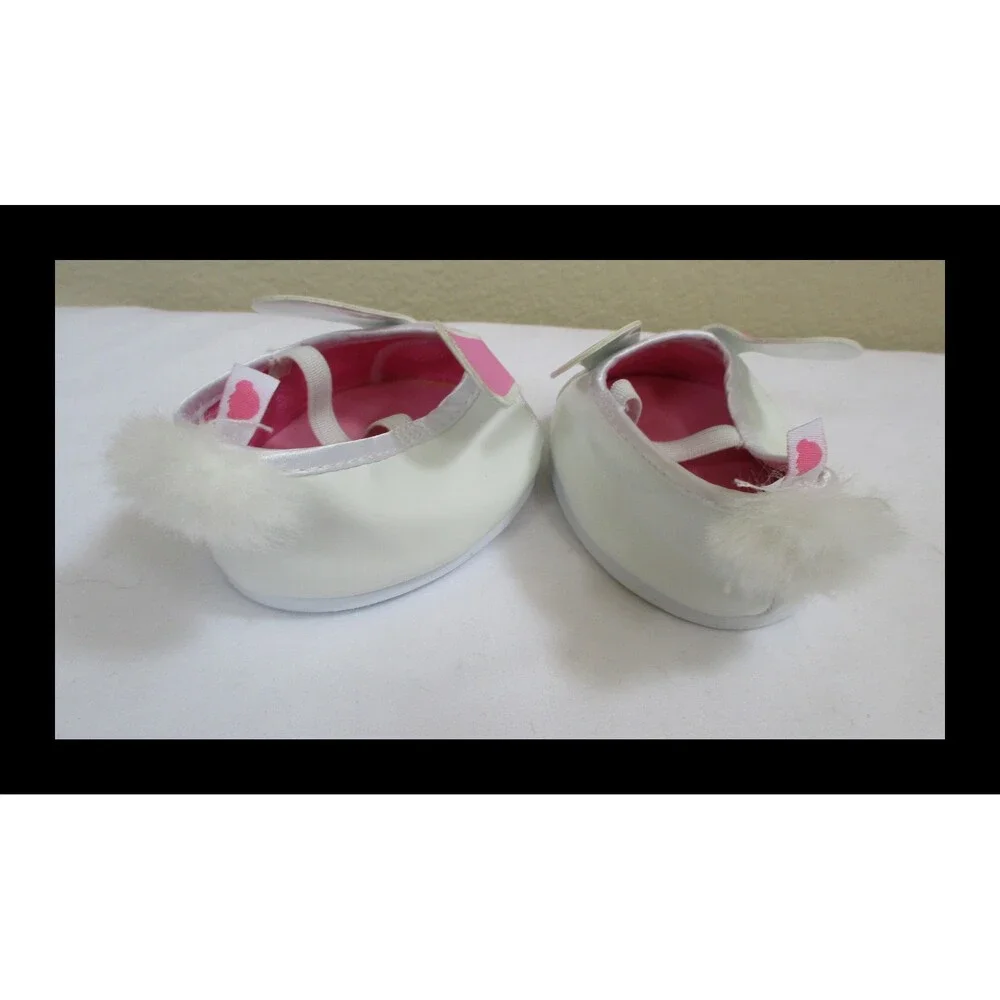 Build A Bear Workshop White Vinyl Bunny Rabbit Slip On Shoes
